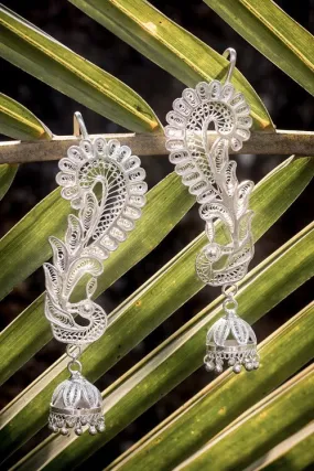 Silver Linings "Peacock" Silver Filigree Handmade Cuff Earrings