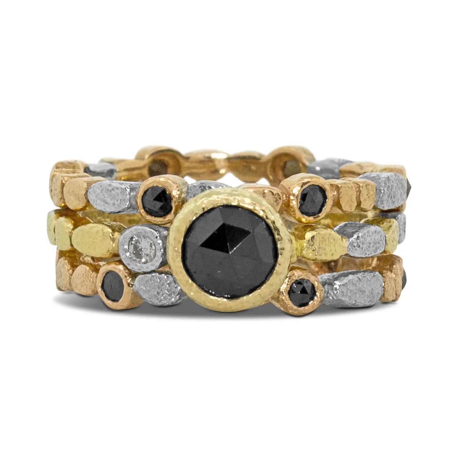 Skinny Pebbles Black Diamond Ring