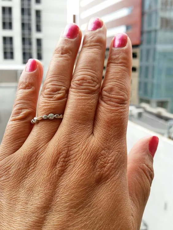 Skinny Pebbles Diamond Band in Palladium and Rose Gold