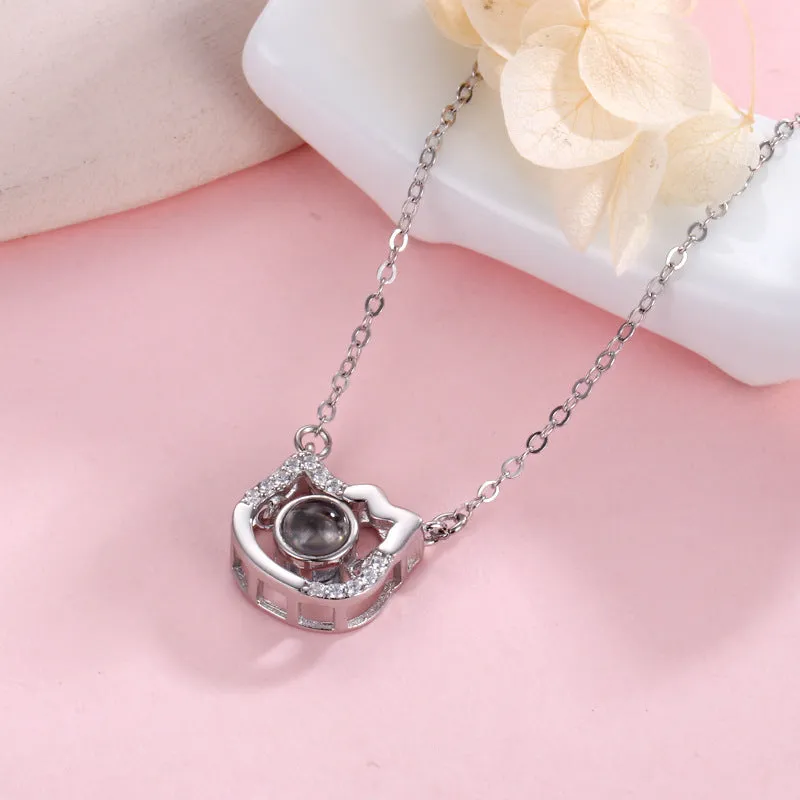 Sterling Silver Kitty Cat Necklace with Picture Inside