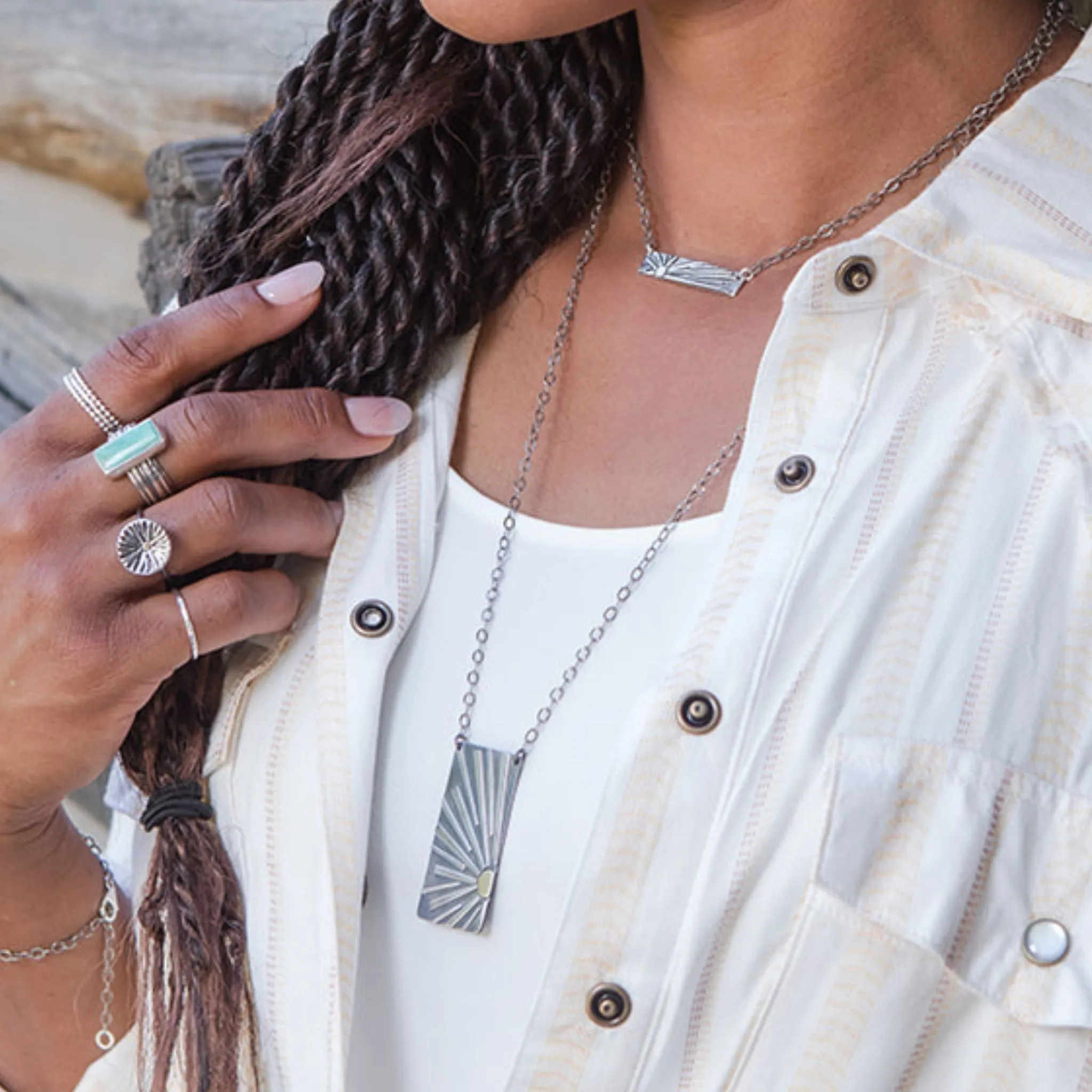 The Shine Necklace - Oxidized Sterling Silver and 22K Gold