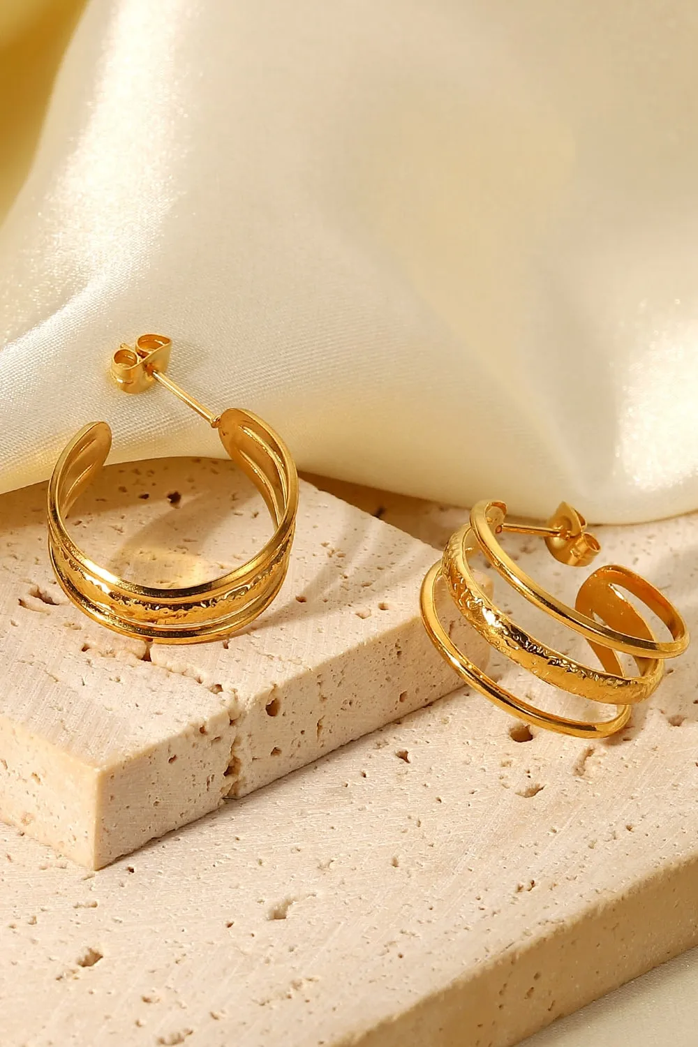 Triple Glam Gold Hoop Earrings - Elevate Your Style