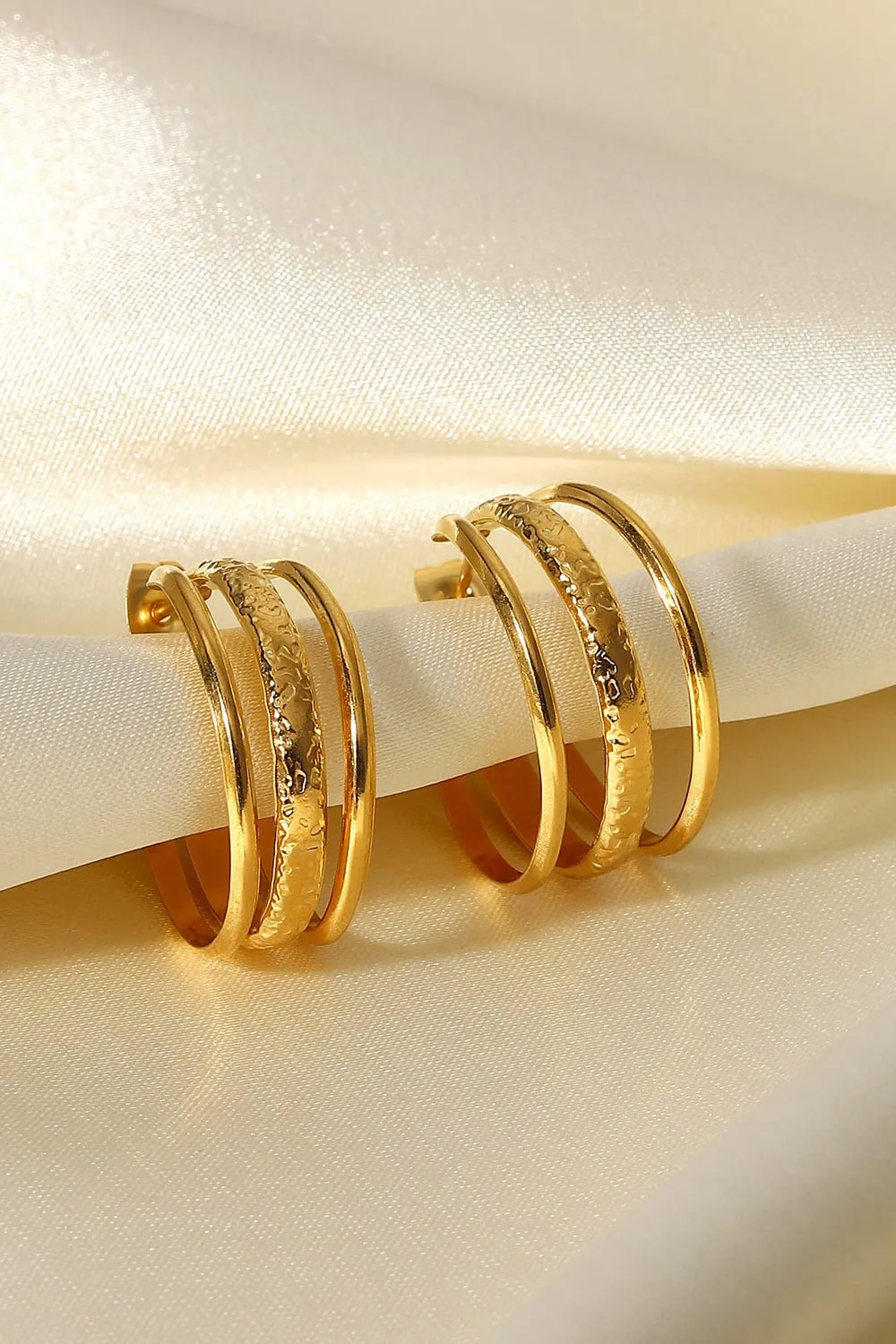 Triple Glam Gold Hoop Earrings - Elevate Your Style