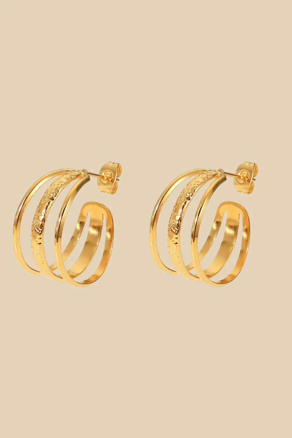 Triple Glam Gold Hoop Earrings - Elevate Your Style