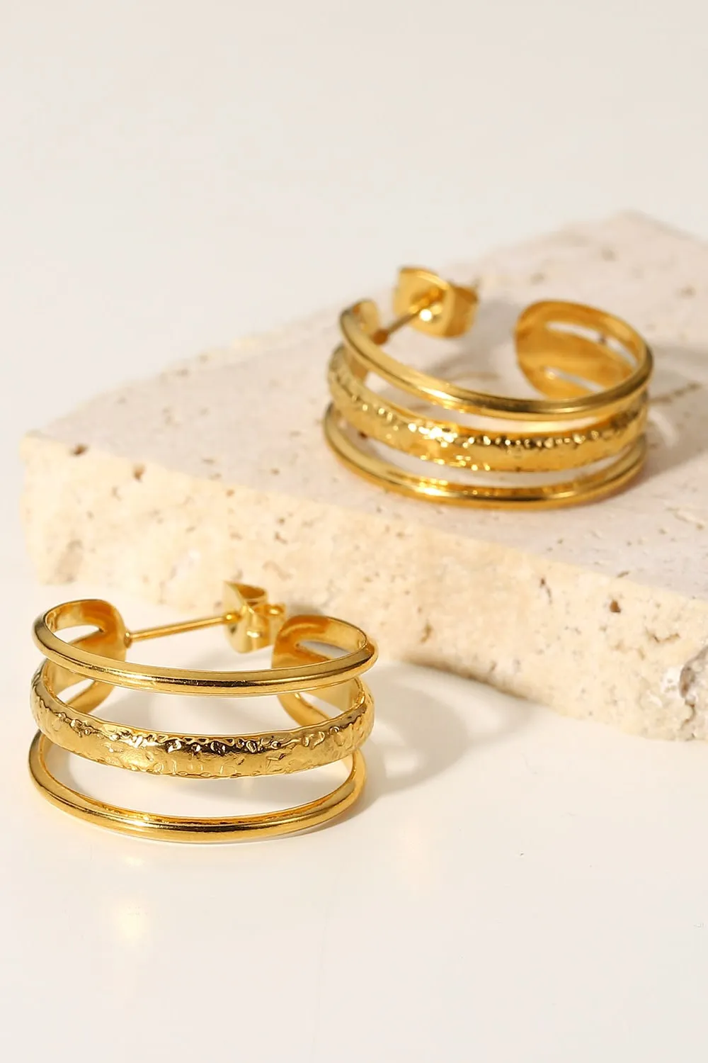 Triple Glam Gold Hoop Earrings - Elevate Your Style