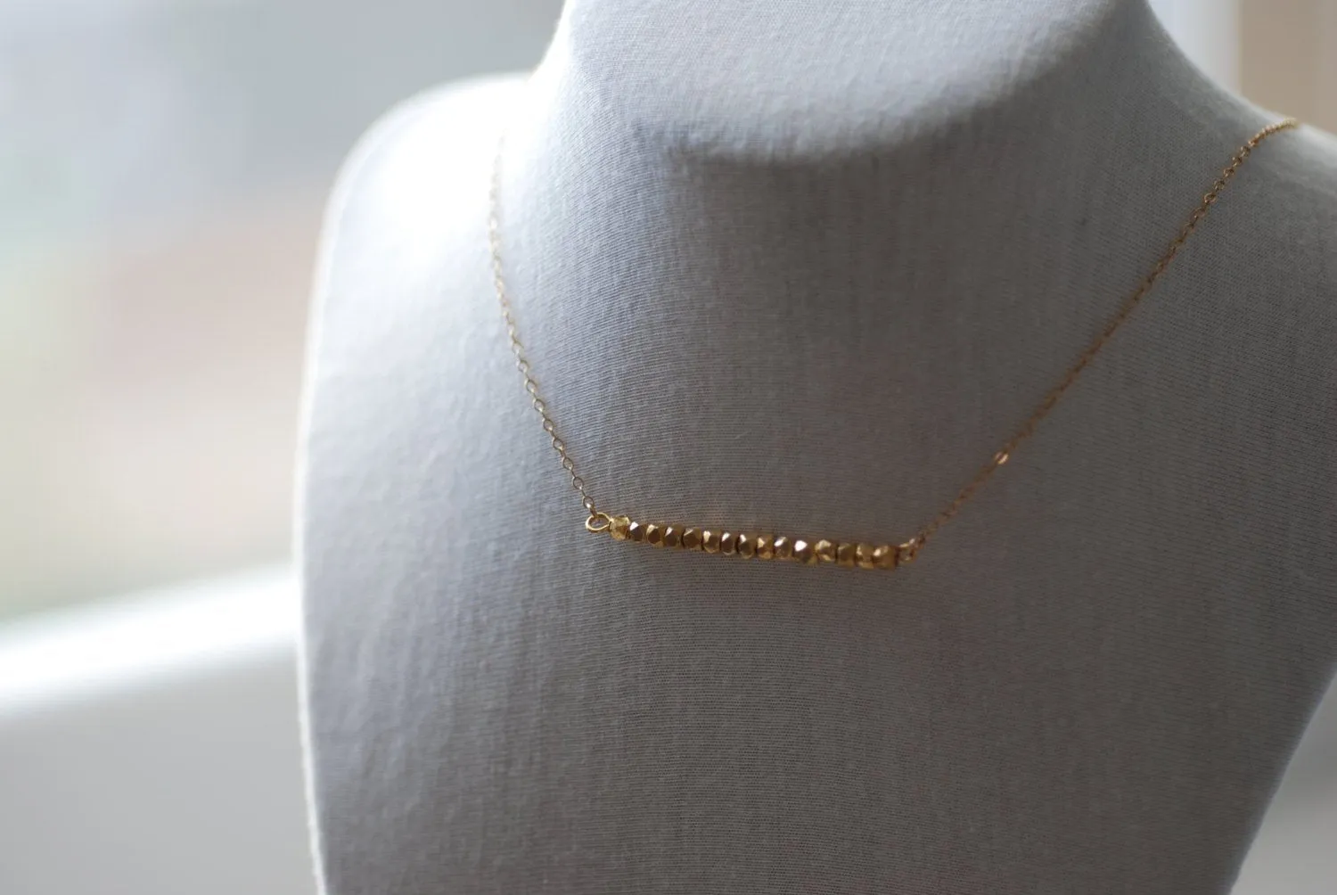 Wholesale Gold Sideways Nuggets Necklace, Horizontal Gold Nugget Necklace,Dainty Nuggets,Gold Chunk Necklace,Minimalist Nuggets,Small golden nuggets